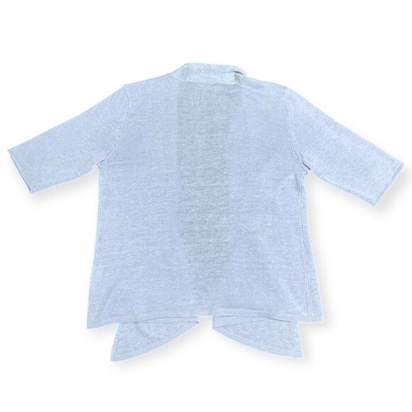 EILEEN FISHER Women’s Light Blue Linen Knit Open Front Cardigan Size Small - Picture 2 of 5